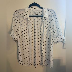 Polka Dot White House Black Market Blouse Size 14